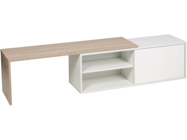Table Basse "Melinda" Blanc/Chêne - Design Rectangulaire en Panneaux de Particules
