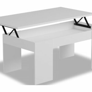 Table Basse "Diana" Blanc Rectangulaire Rétractable 102x50x43cm - Élégance Minimaliste