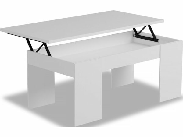 Table Basse "Diana" Blanc Rectangulaire Rétractable 102x50x43cm - Élégance Minimaliste