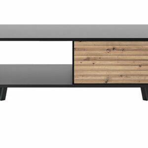 Table basse rectangulaire en bois "Silas" – Noir/Chêne artisanal, 104x46x68cm