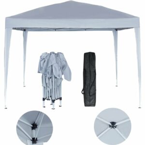 Tonnelle de Jardin Pliante "Svetlana 4" 12 m² - Structure en Acier, Toit Polyéthylène - Blanc