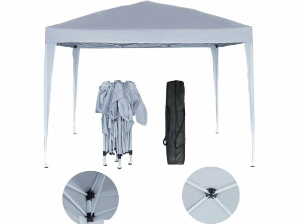 Tonnelle de Jardin Pliante "Svetlana 4" 12 m² - Structure en Acier, Toit Polyéthylène - Blanc