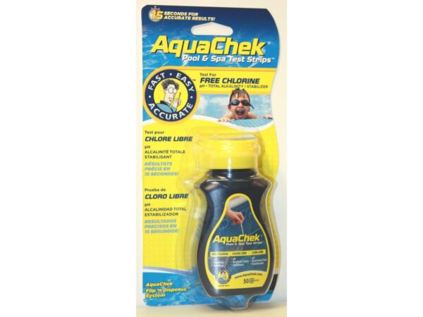 Bandelettes d'analyse Chlore Jaune Aquacheck – 50 bandelettes pour piscine