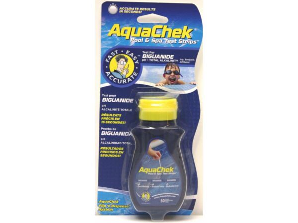Bandelettes d'analyse Aquacheck Bleu - PHMB, 25 unités - Testez pH, alcalinité et taux de PHMB