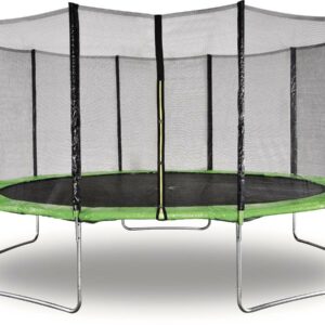 Trampoline "Yoopi" Vert Ø 4.60 m avec filet, échelle, couverture et kit d'ancrage – Sécurité et Plaisir pour Toute la Famille