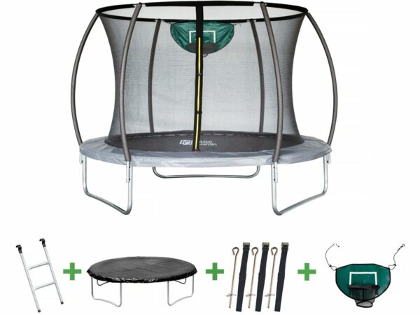 Trampoline Prestige "Jumper" 3,65 m avec Panier Basket - Sécurité & Durabilité
