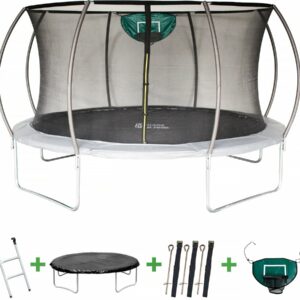 Trampoline avec Filet Intérieur "Jumper" Ø 4,25 m Gris – Sécurité et Fun pour Toute la Famille