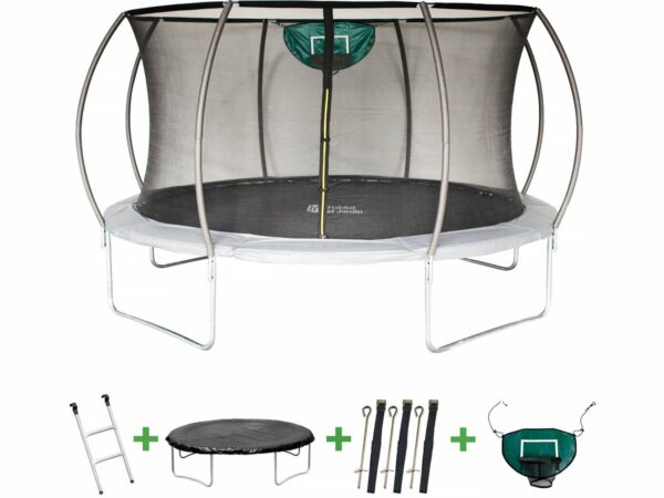 Trampoline avec Filet Intérieur "Jumper" Ø 4,25 m Gris – Sécurité et Fun pour Toute la Famille