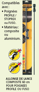 Allonge de lance composite 0,60 profile pour poignées Profile ou Fuso
