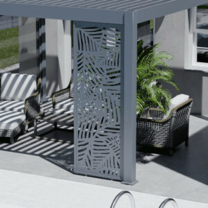 Panneau brise-vue Ombréa - Anthracite ventelles finition bois
