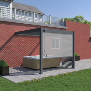 Pergola bioclimatique Ombréa 2023 adossée alu 3x3M + 1 store 3M - Anthracite - VS