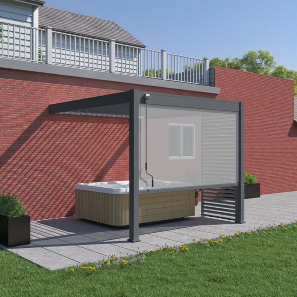 Pergola bioclimatique Ombréa 2023 adossée alu 3x3M + 1 store 3M - Anthracite - VS