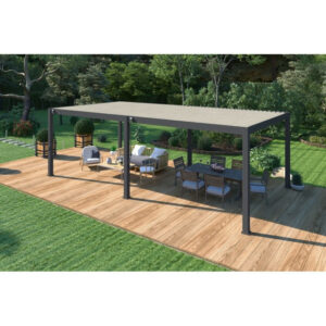 Pergola bioclimatique Ombréa autoportante 4x8M Anthracite blanc ELMO 400x800x258 cm