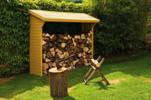 Abri bûches toit bois 2 stères pour stocker le bois de chauffage