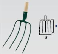 Fourche fumier 4 dents douille - 22 cm - sans manche