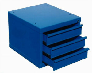 Bloc 3 tiroirs bleu pour un rangement organisé dans votre espace de travail