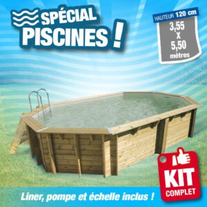 Piscine hors sol 355x550 - H120cm - Liner Gris 75/100ème