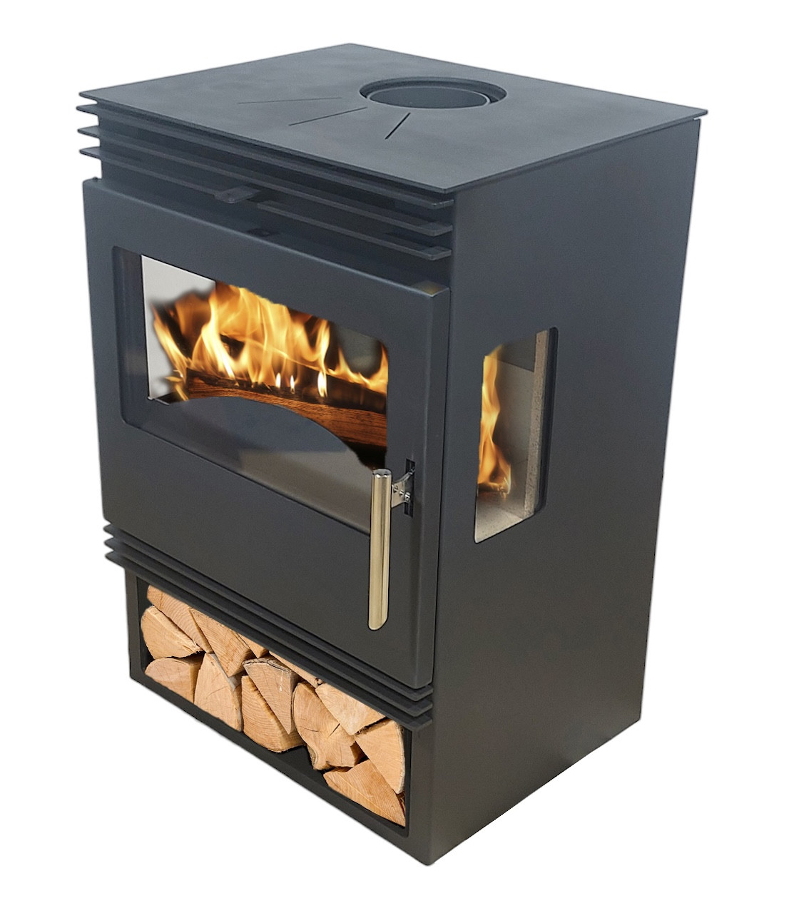 Poêle à bois - 6,8 kW - modèle Pisano Ventilée - jusqu'à 152 m³ - H.83 x l.56 x P.50 cm - Classe énergétique A