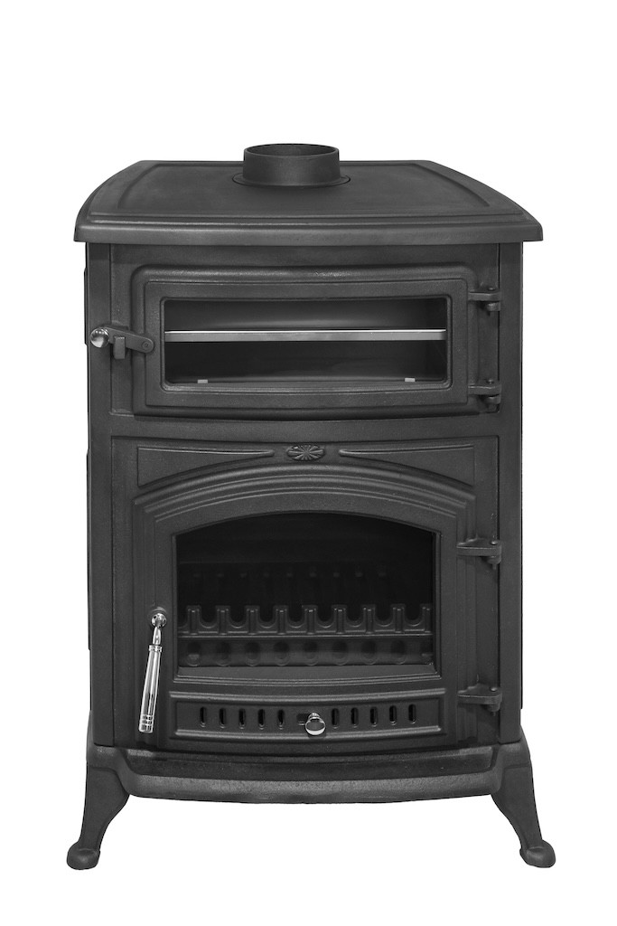Poêle à bois avec four – ANTARES fonte - 740 x 515 x 845 mm - sortie Ø130 mm - 24 kW - 305 m³ - rendement 75 %
