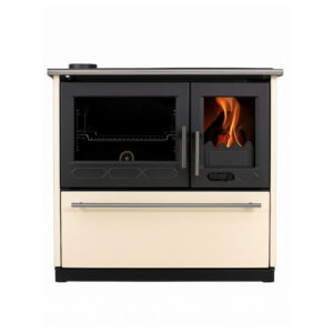 Poêle à bois d’angle 10 kW – COCINA 170 m³ – Rendement 80 % – Sortie Ø130 mm – Classe énergétique A – Acier – Avec espace de ra