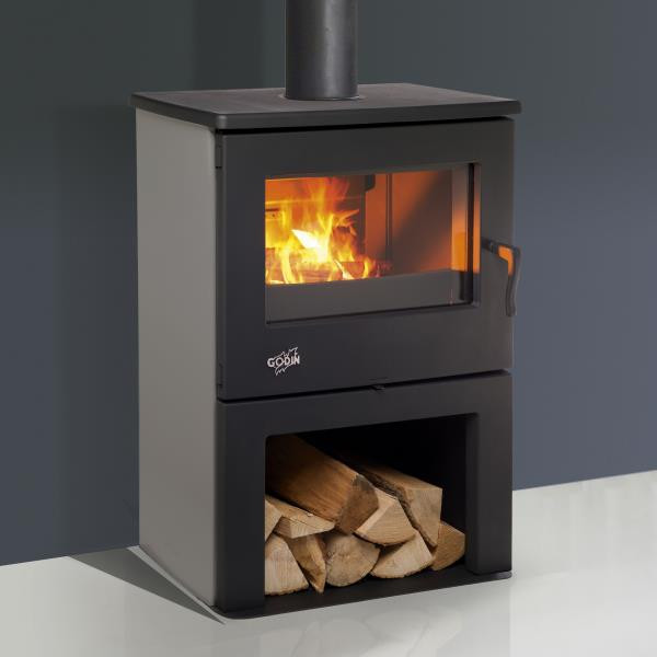 Poêle à bois Chinon anthracite - gris argent 8,5 kW