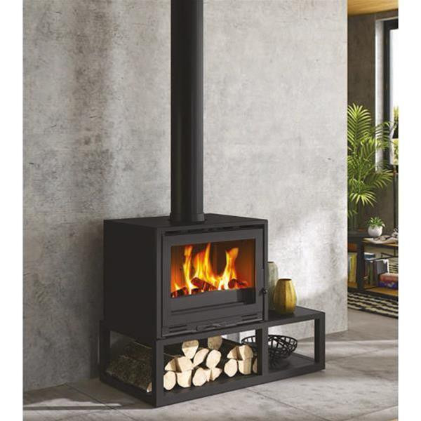 Poêle à bois TOBIAS - 7 kW - Rdt: 76,53% - B. 50 cm - Noir