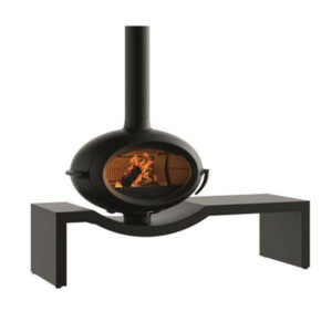 Poêle à bois BRIO SUR BANC - 7 kW - Rdt: 76% - B. 50 cm - 100% fonte - Anthracite