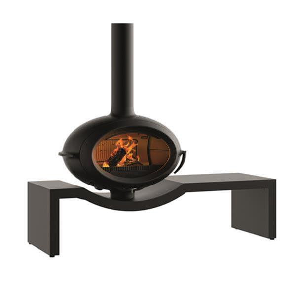 Poêle à bois BRIO SUR BANC - 7 kW - Rdt: 76% - B. 50 cm - 100% fonte - Anthracite
