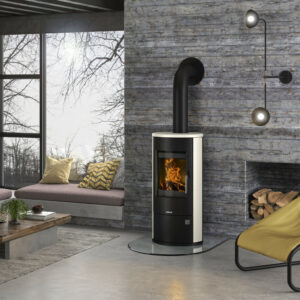 Poêle à bois Austin 5 Acier Noir - Pierre Cream 5kW