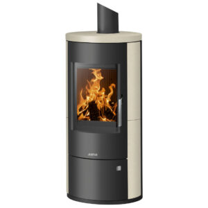 Poêle à bois Austin 7 Acier Noir - Pierre Cream - 7 kW