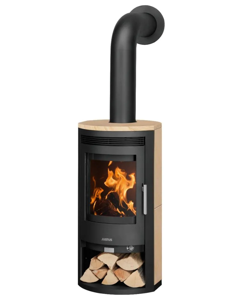 Poêle à bois Baltrum D 2.0 Acier Noir - Pierre Sable - 5,5 kW