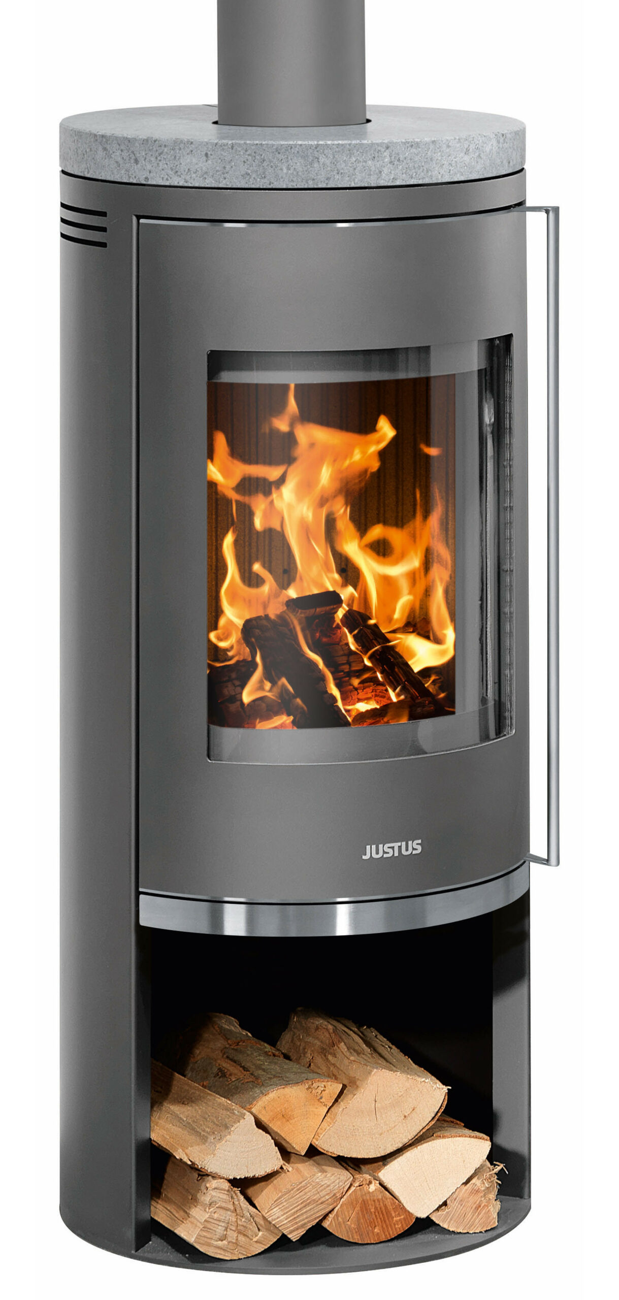 Poêle à bois Faro 2.0 Fonte d'Acier Gris - Plaque de Recouvrement Pierre Ollaire - 6,0 kW