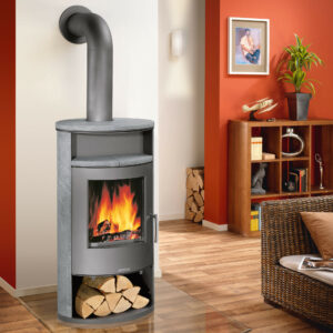 Poêle à bois hydro Island Aqua Acier Gris - Pierre Ollaire - 10/6 kW