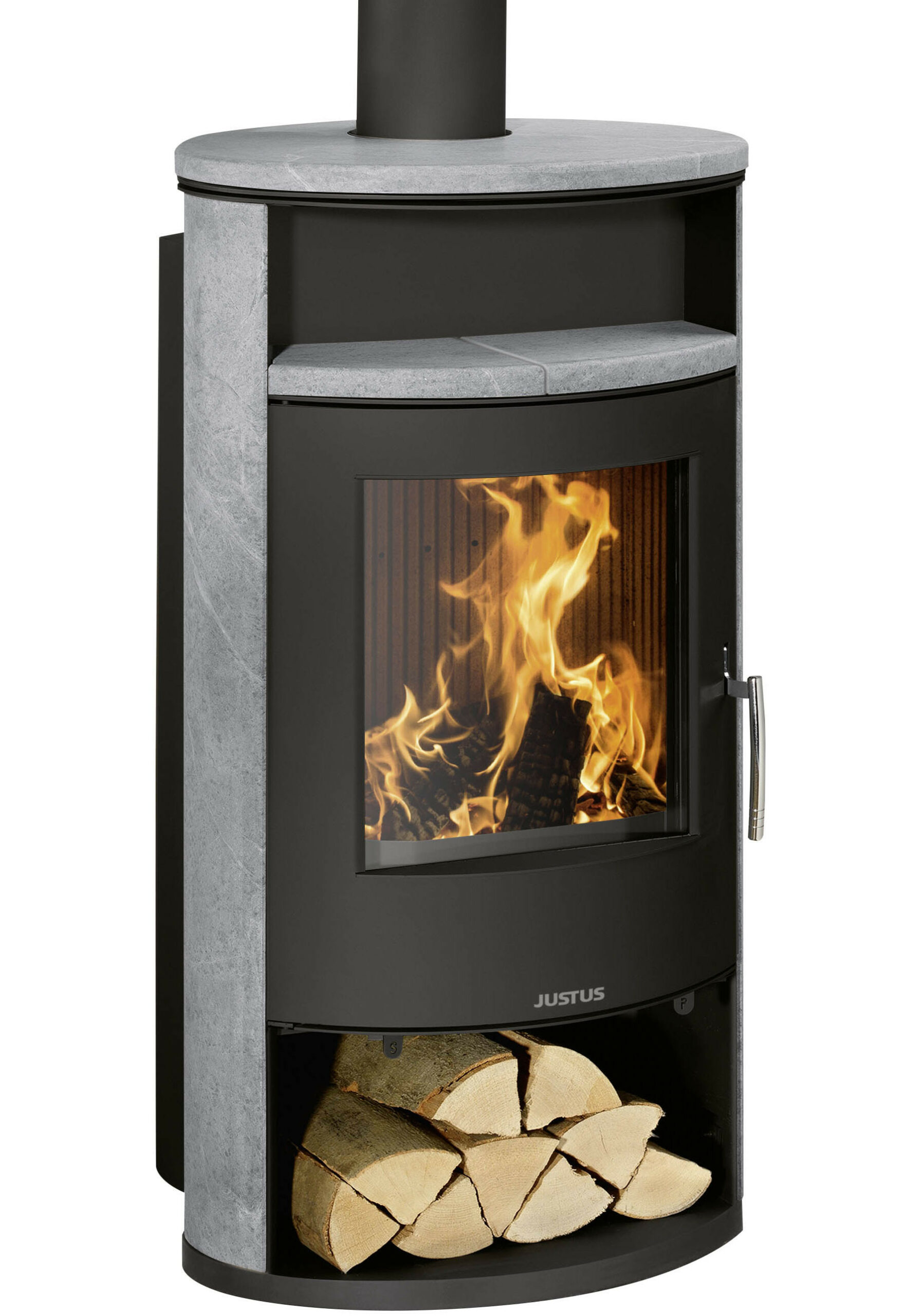 Poêle à bois hydro Island Aqua Acier Noir - Pierre Ollaire - 10/6 kW