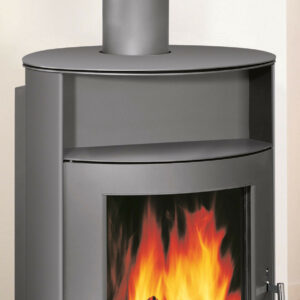 Poêle à bois hydro Island Aqua Acier Noir - Pierre Sable - 10/6 kW