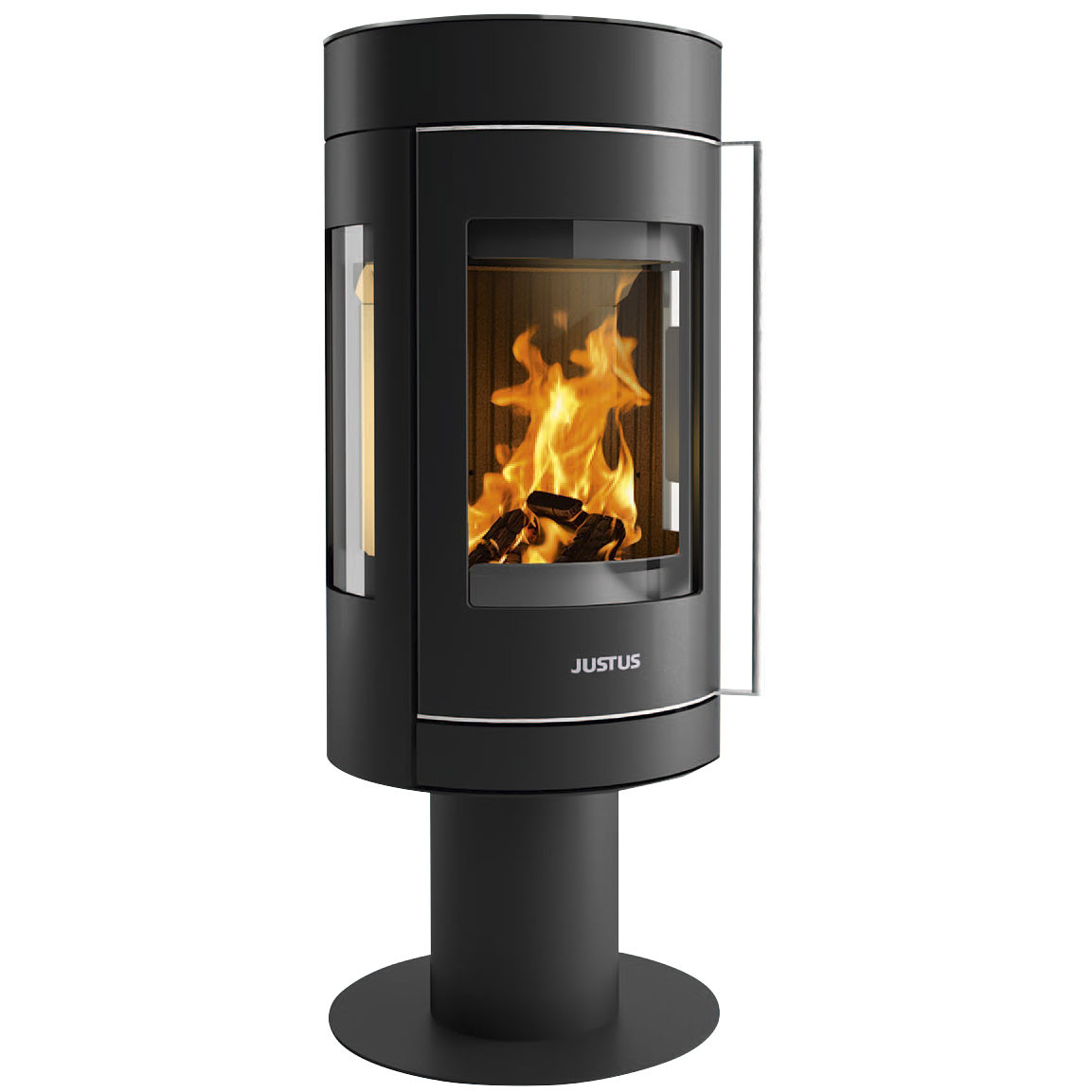 Poêle à bois Meva Acier Noir - Dessus Céramique Grappa - Porte Fonte 5.5kW