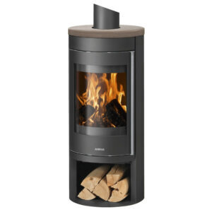 Poêle à bois Mino 2.0 Acier Noir - Dessus Céramique Grappa, Porte Fonte - 5,5 kW
