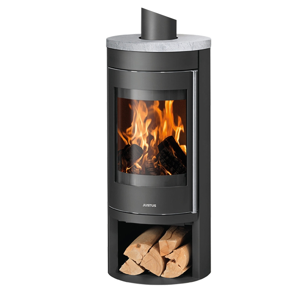 Poêle à bois Mino 2.0 Acier Noir - Dessus Pierre Ollaire, Porte Fonte - 5,5 kW