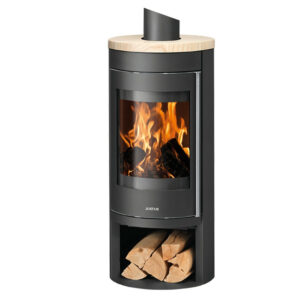 Poêle à bois Mino 2.0 Acier Noir - Dessus Pierre Sable, Porte Fonte - 5,5 kW