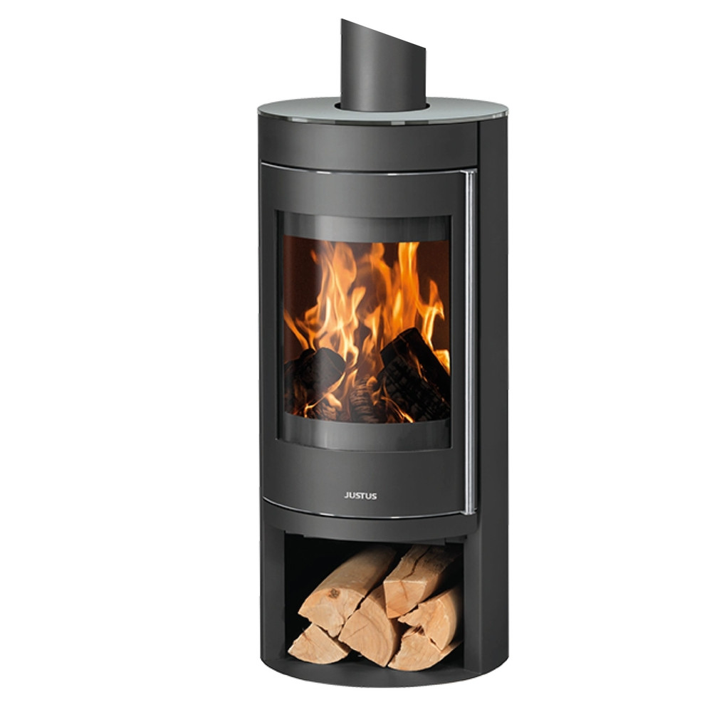 Poêle à bois Mino 2.0 Acier Noir - Dessus Verre, Porte Fonte - 5,5 kW