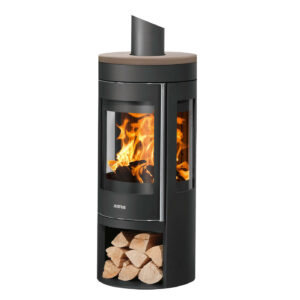 Poêle à bois Mino Trios 2.0 - acier noir - dessus céramique grappa 5 kW