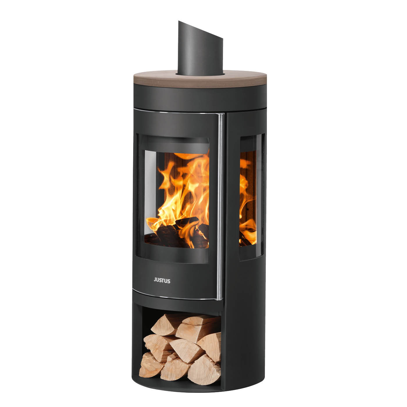Poêle à bois Mino Trios 2.0 - acier noir - dessus céramique grappa 5 kW