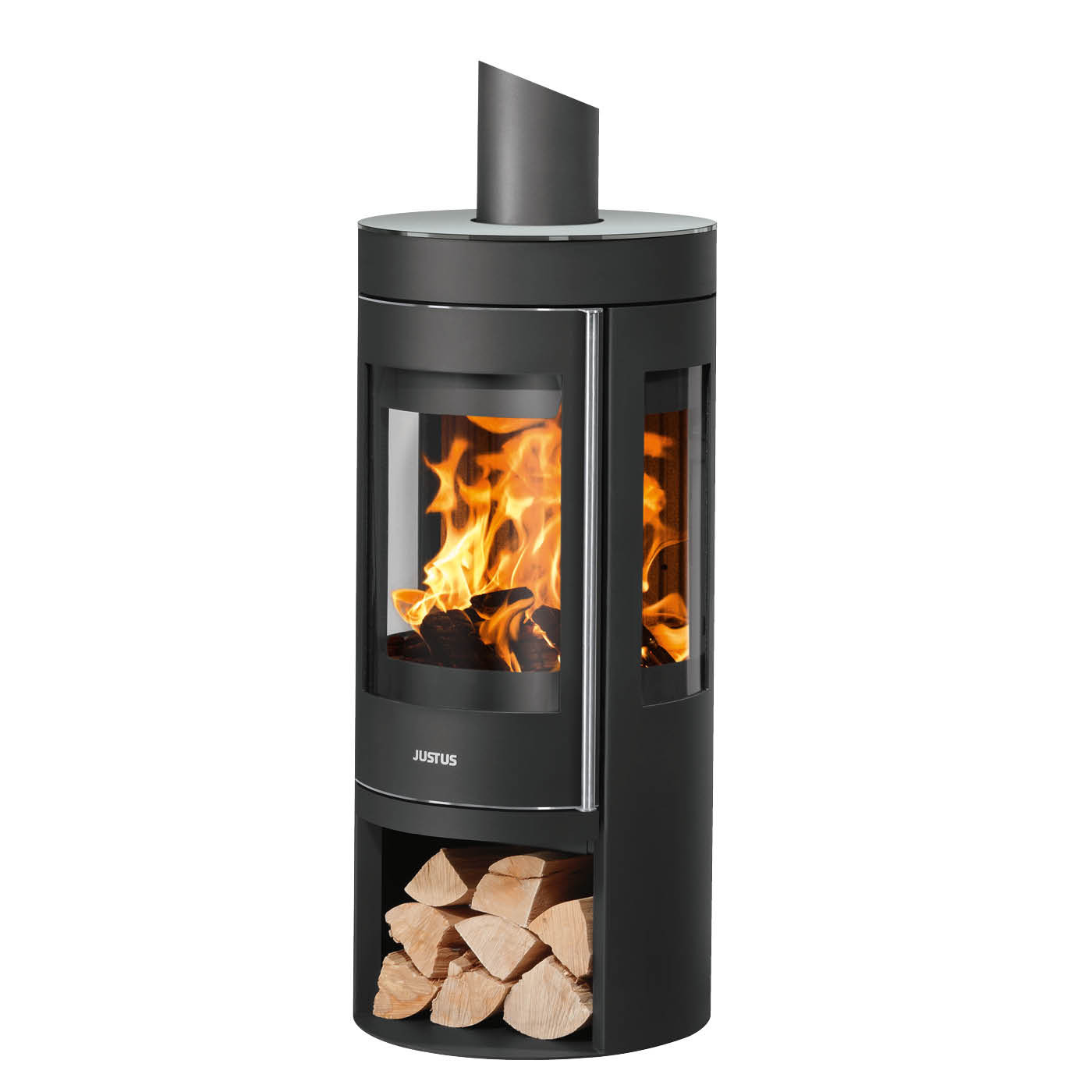 Poêle à bois Mino Trios 2.0 - acier noir - dessus verre 5 kW