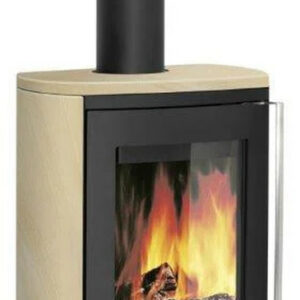 Poêle à bois Reno R Acier Noir - Pierre Sable - 6 kW