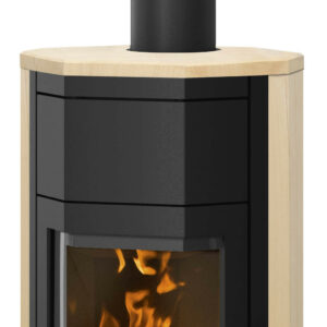 Poêle à bois Usedom 5 W+ 2.0 Acier Noir - Pierre Sable - 5,5 kW