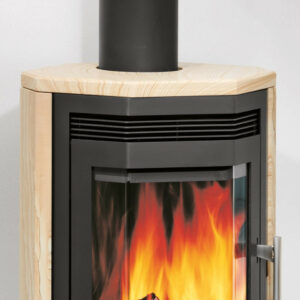 Poêle à bois Usedom 7 Acier Noir - Pierre Sable - 7 kW