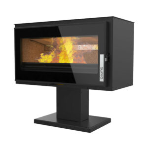 Poêle à bois LARRY SUR PIED acier - horizontal - étanche - bûcher - 8,5kW