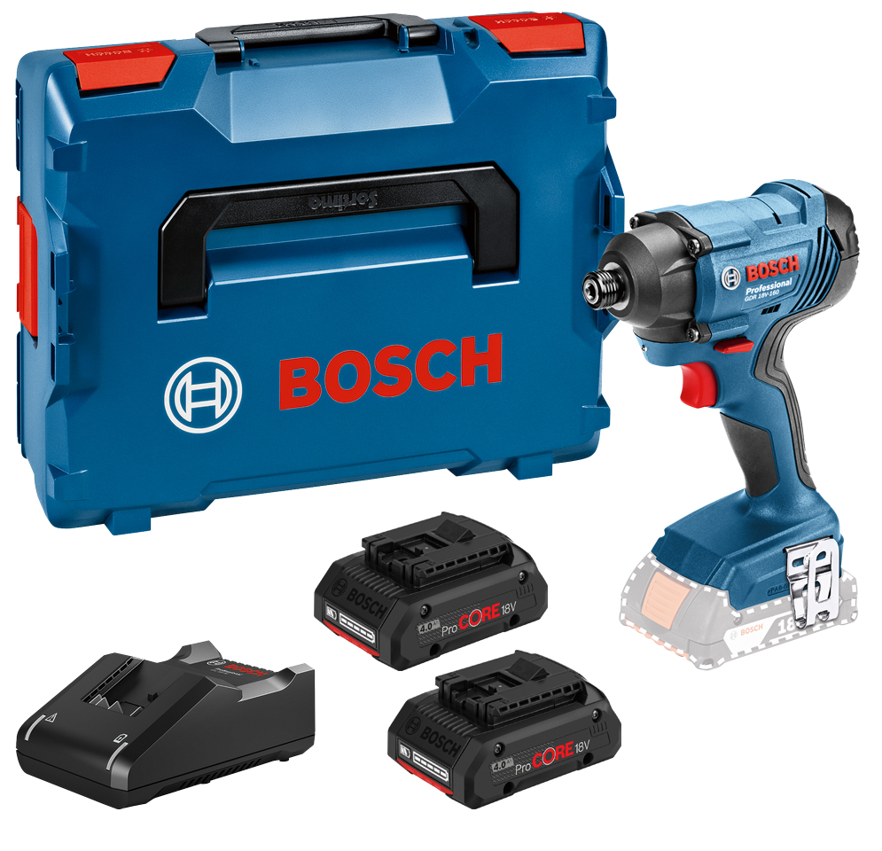 Visseuse à chocs 18V GDR 18V-160 + 2 batteries ProCORE 4 Ah + chargeur + L-BOXX BOSCH 06019G510Q