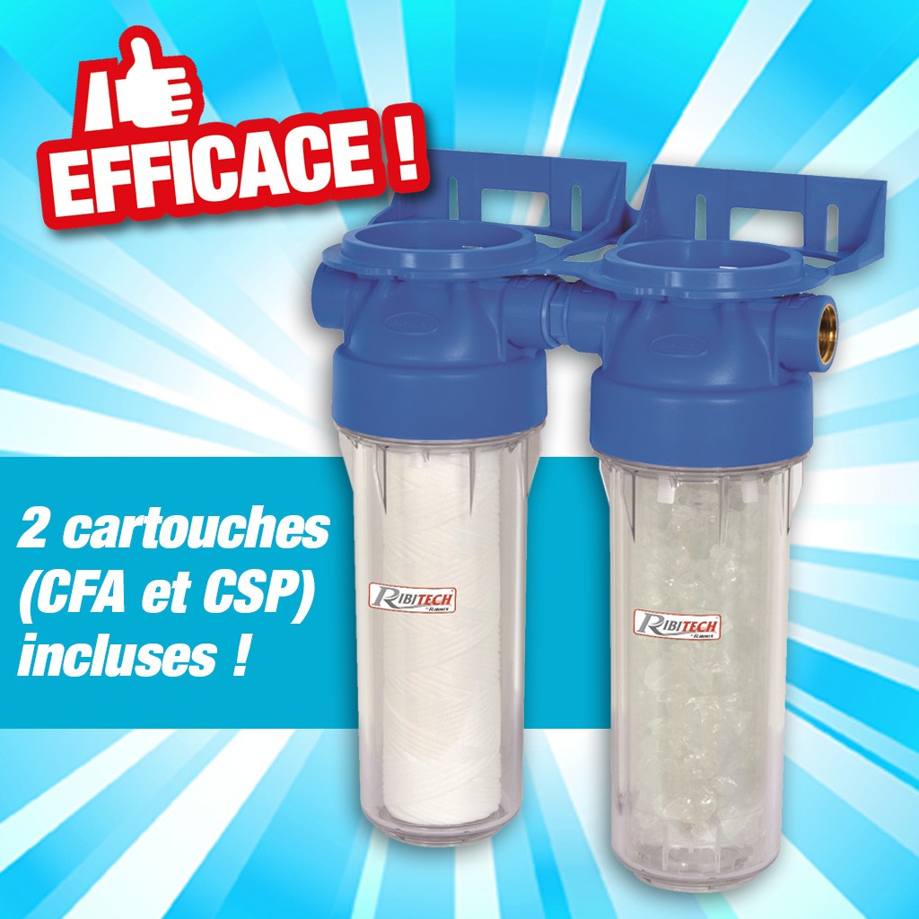 Kit de filtration d'eau - 2 filtres avec cartouches 9"3/4
