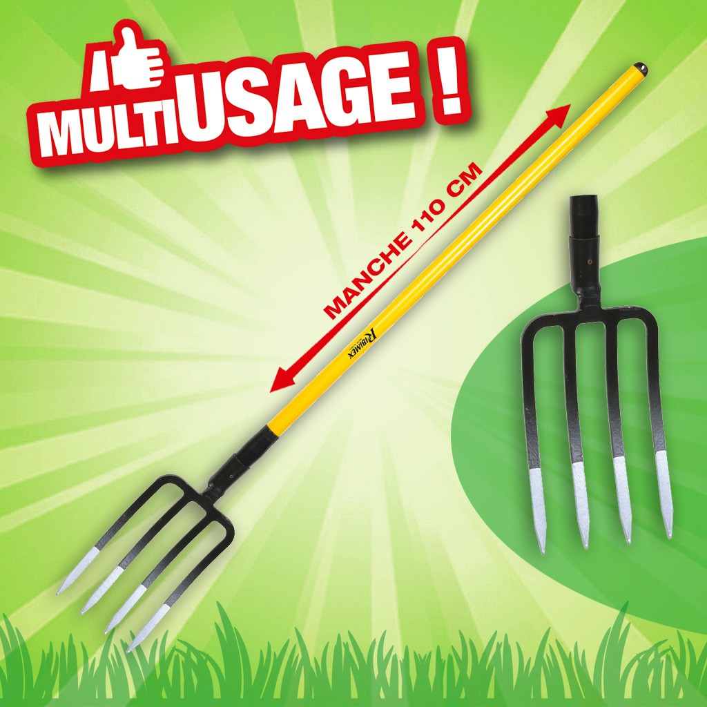 fourche beche 4 dents manche creux 110cm